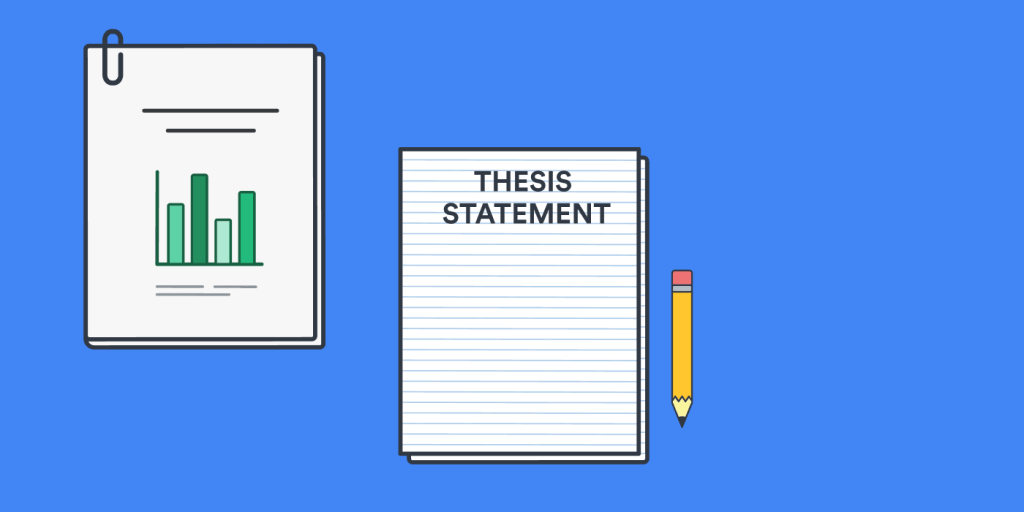 Thesis statement, blue background